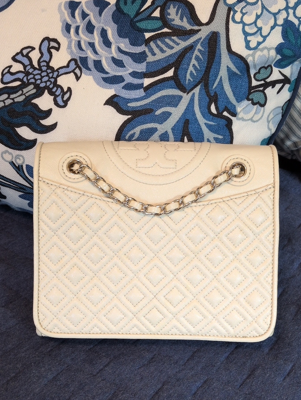 Tory Burch Quilted Cream purse